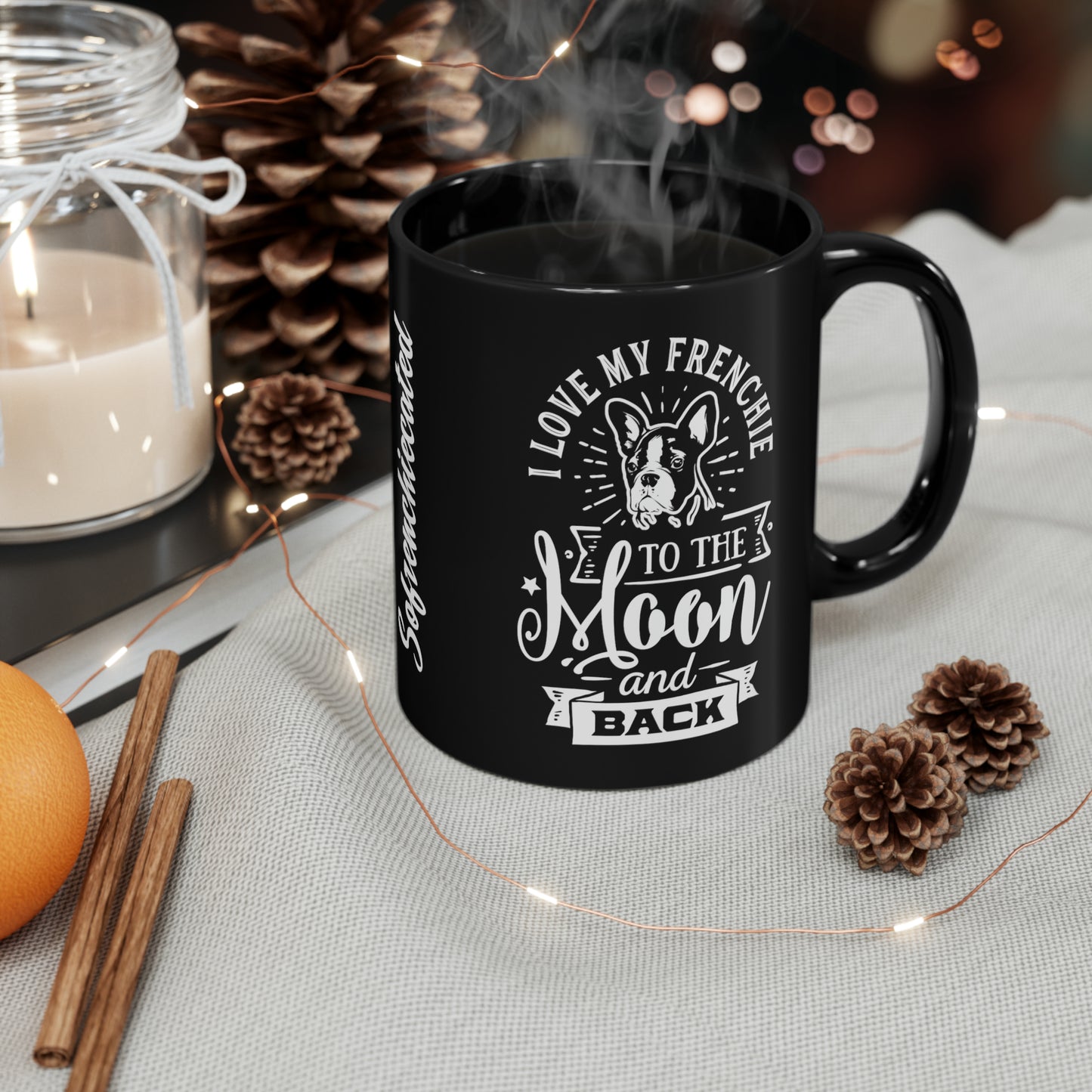 I Love My Frenchie To The Moon and Back-Black Mug (11oz)