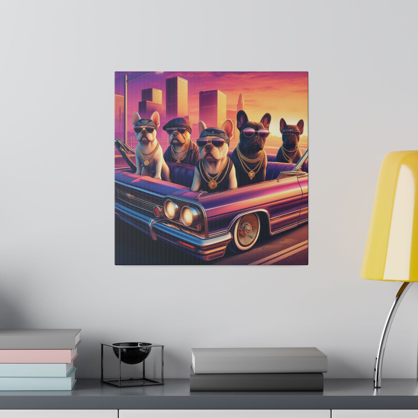 Frenchie Lowridin'-Matte Canvas, Stretched, 14x14