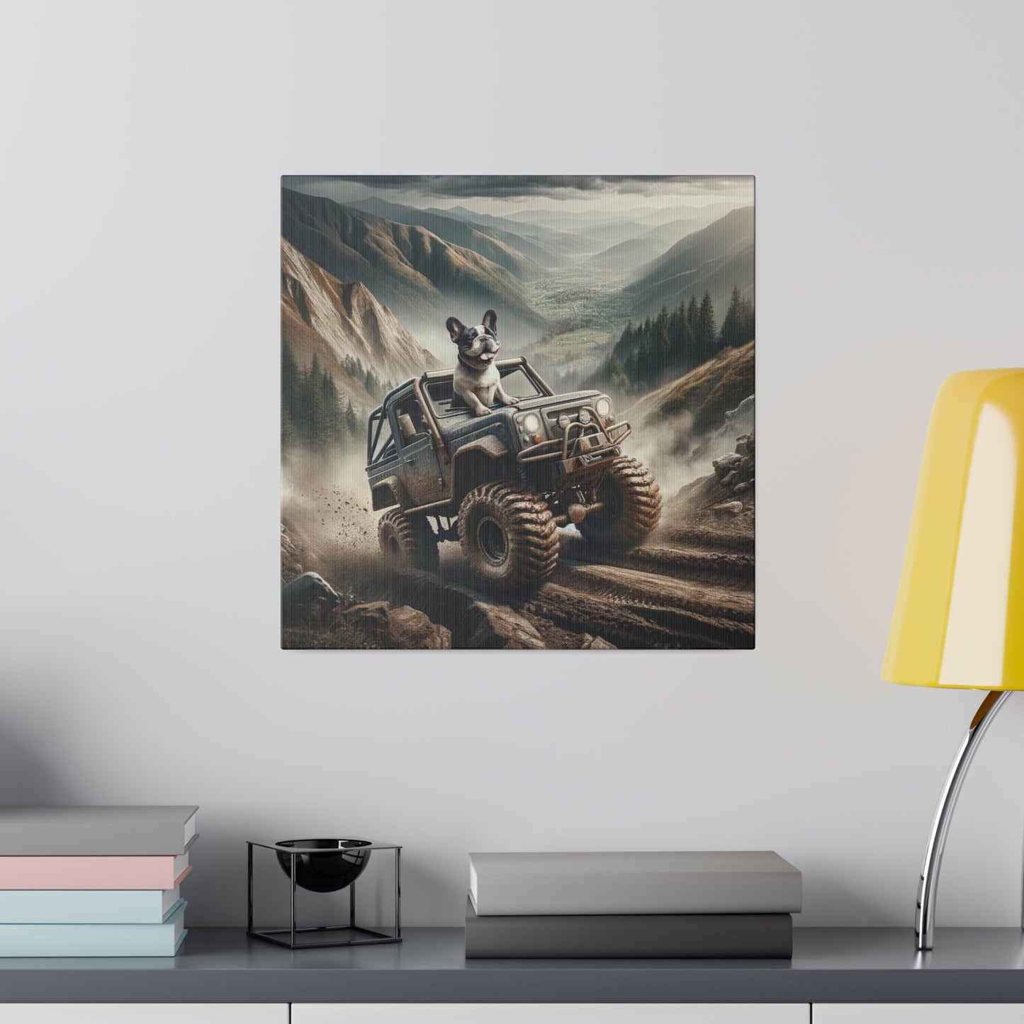 Frenchie 4 Wheeling-Matte Canvas, Stretched, 14x14