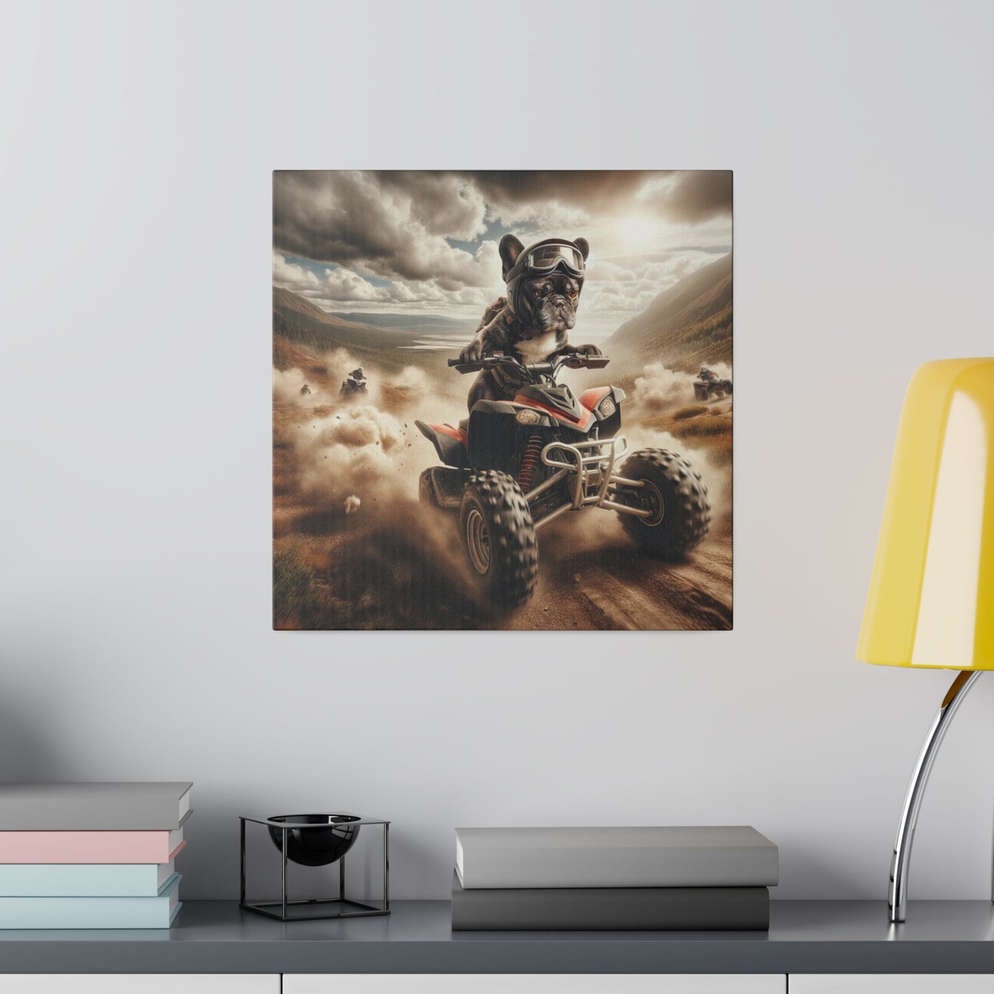 Frenchie ATV Ridin'-Matte Canvas, Stretched, 14x14