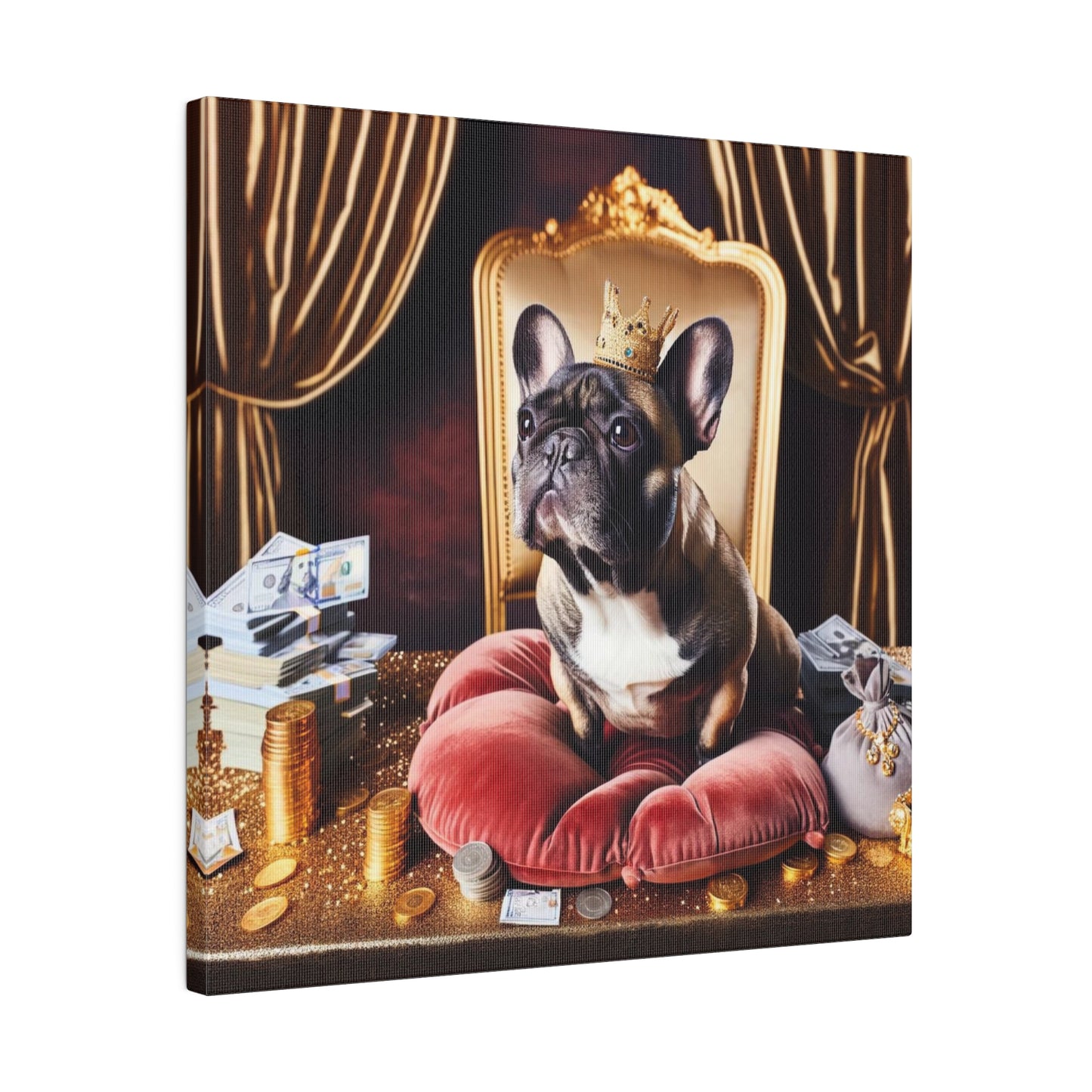 Frenchie Royalty-Matte Canvas, Stretched, 14x14