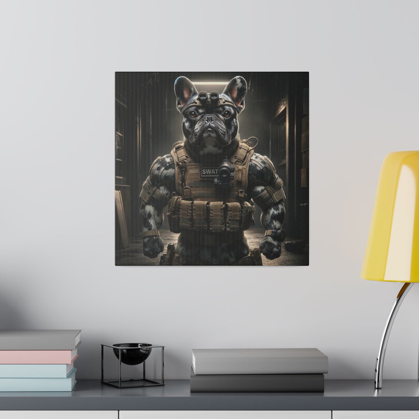 Frenchie Swat-Matte Canvas, Stretched, 14x14