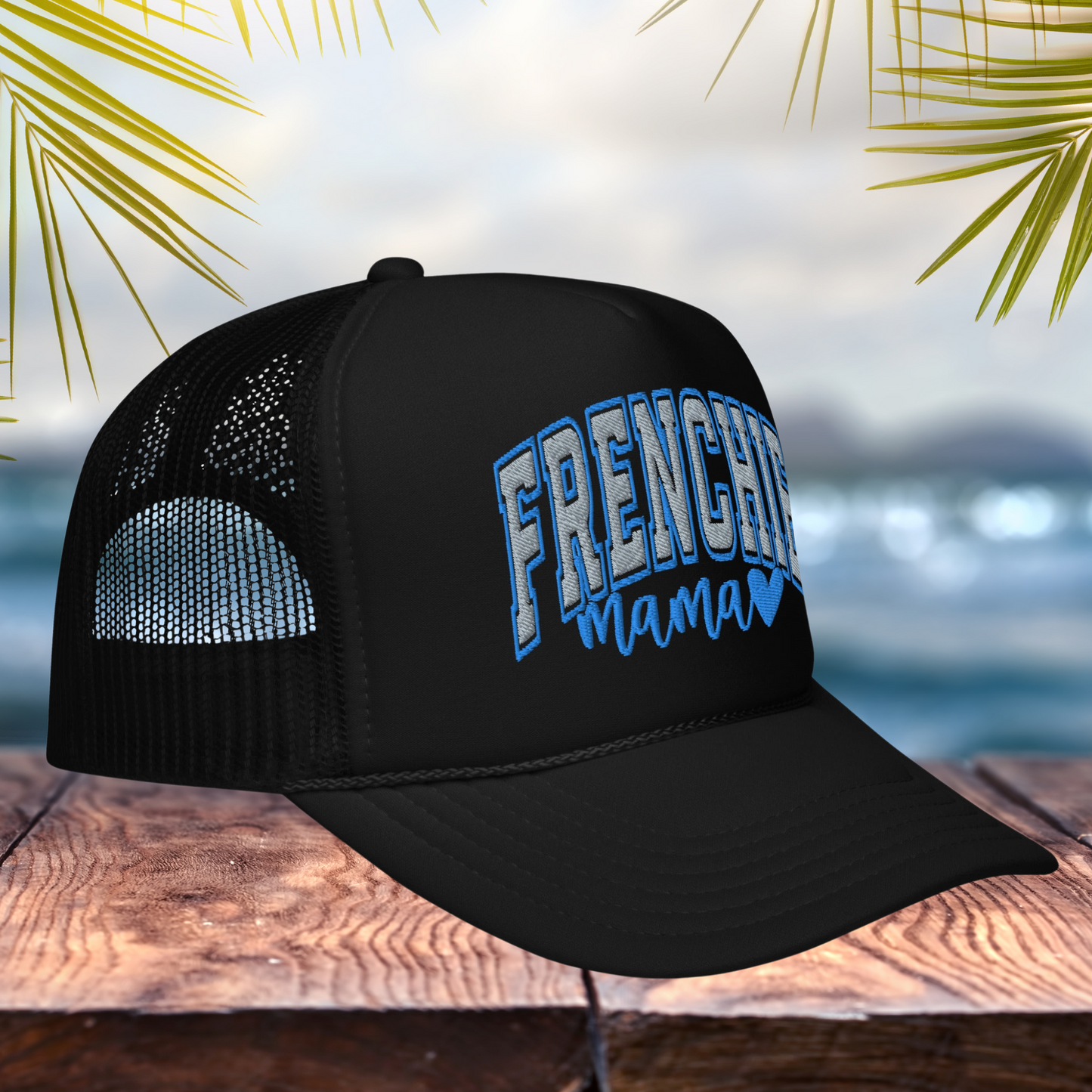 Frenchie Mama (teal) - Foam trucker hat