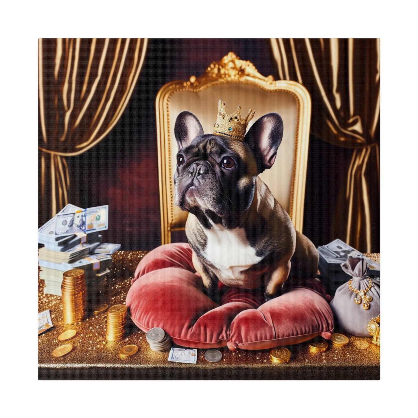 Frenchie Royalty-Matte Canvas, Stretched, 14x14