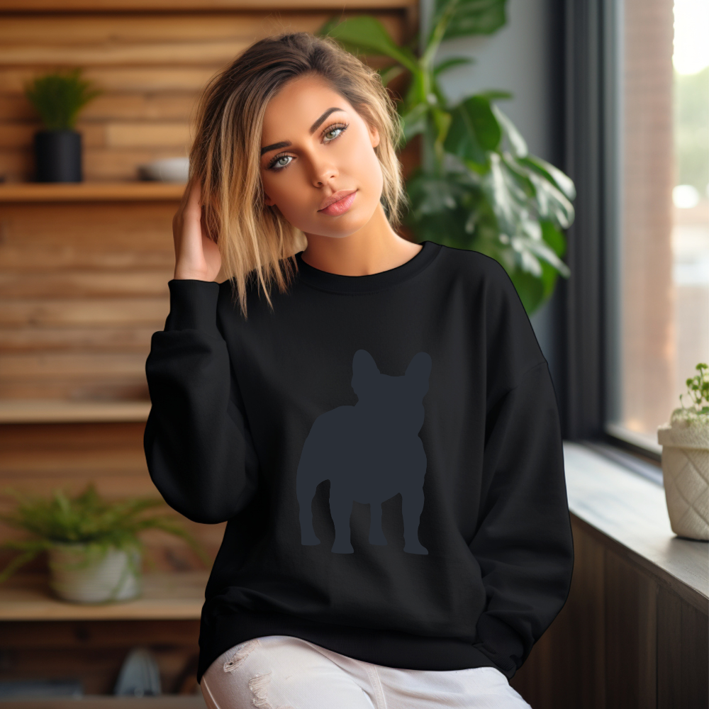 Frenchie Gray Silhouette - Unisex Heavy Blend™ Crewneck Sweatshirt