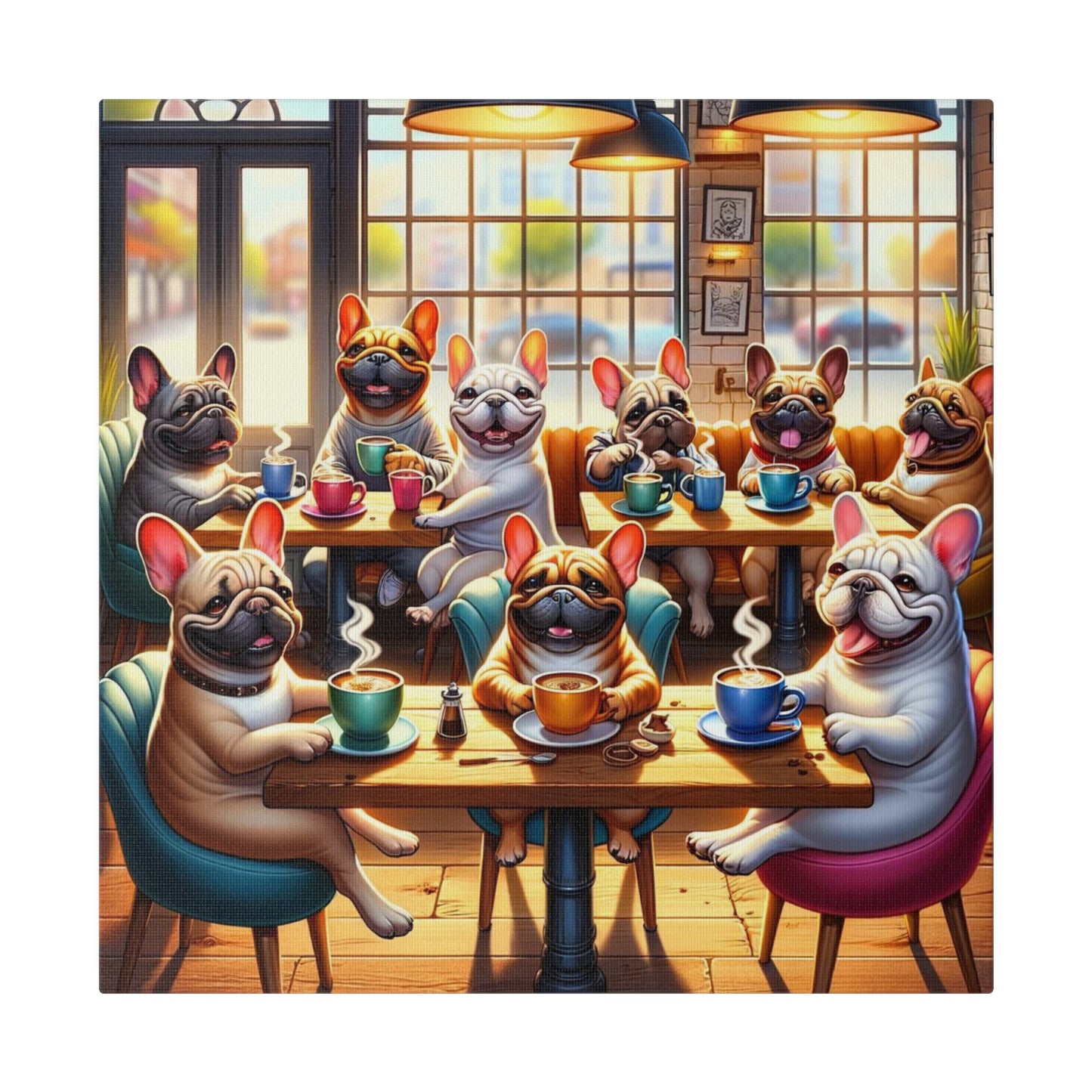 Frenchie Coffee Shoppe-Matte Canvas, 14x14