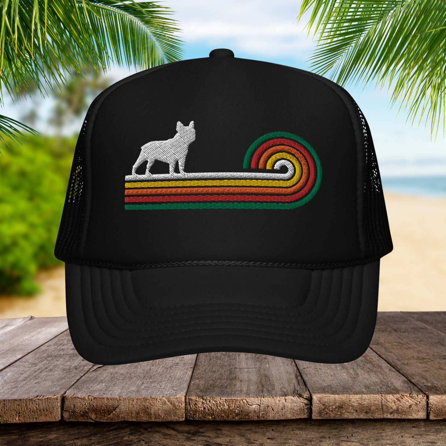 Frenchie Beachwave Silhouette Foam trucker hat