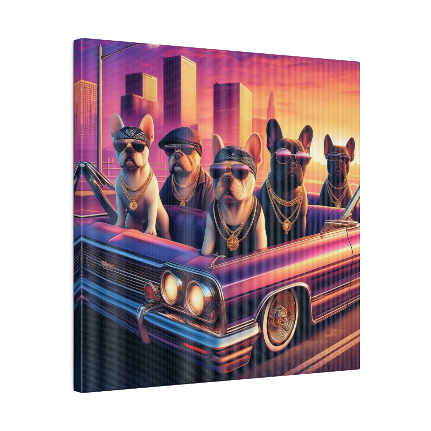 Frenchie Lowridin'-Matte Canvas, Stretched, 14x14