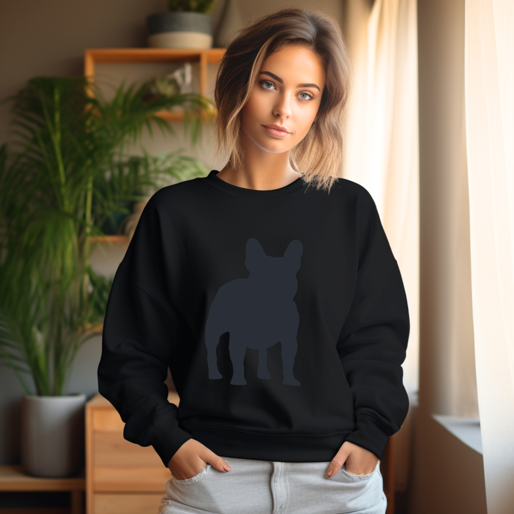 Frenchie Gray Silhouette - Unisex Heavy Blend™ Crewneck Sweatshirt