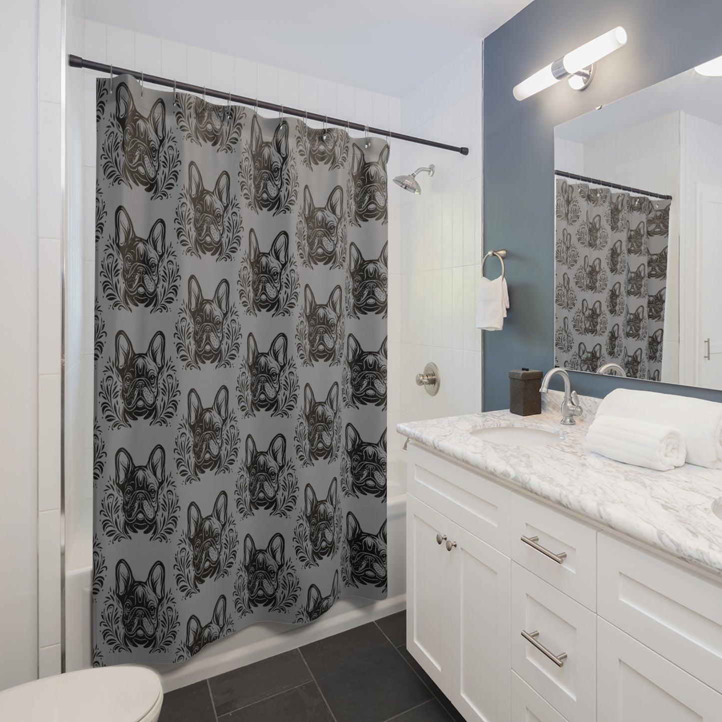 Frenchie Silhouette-Shower Curtains